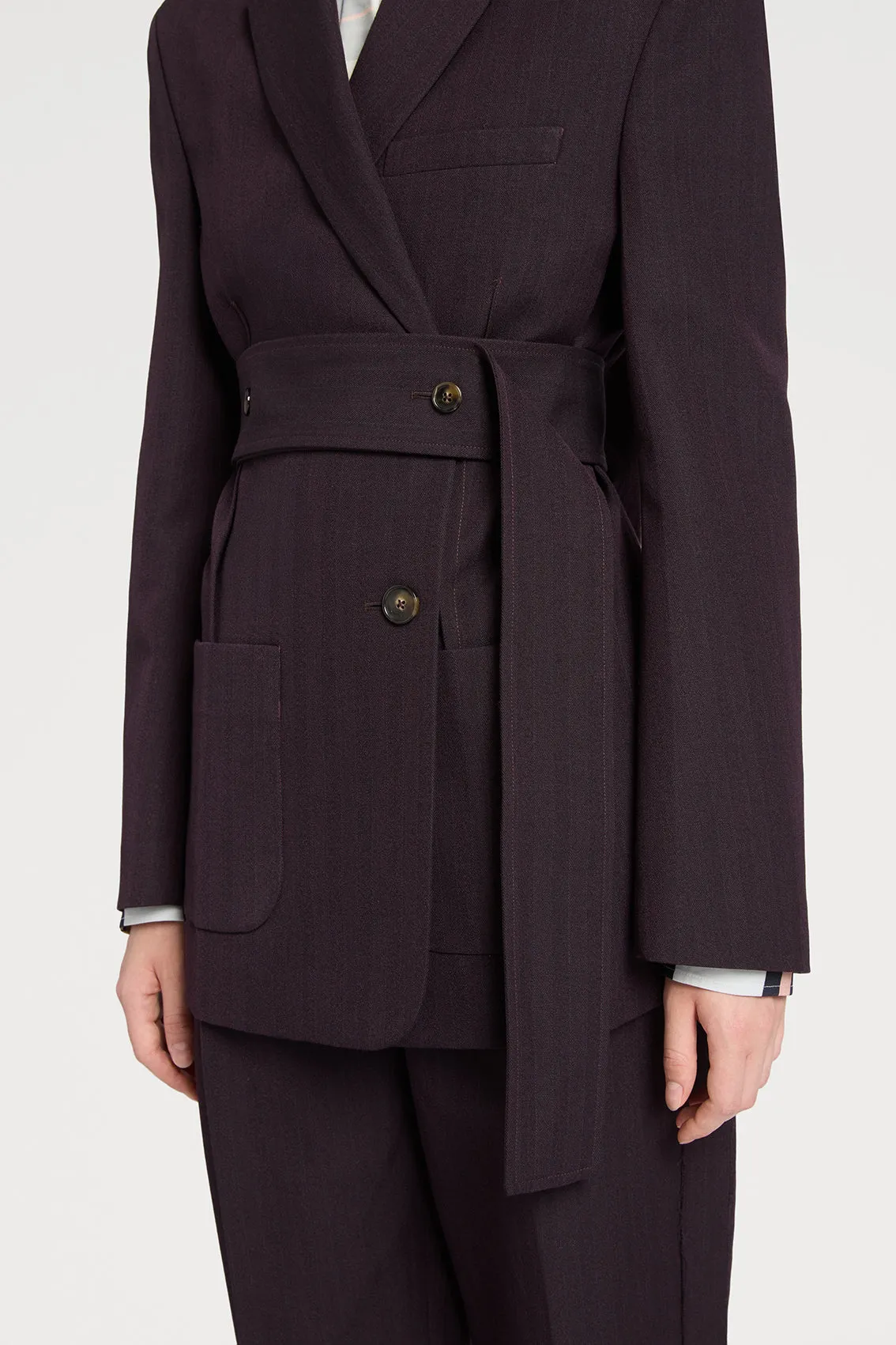 BURGUNDY BELTED BLAZER sold by Ports 1961 product image thumbnail 2