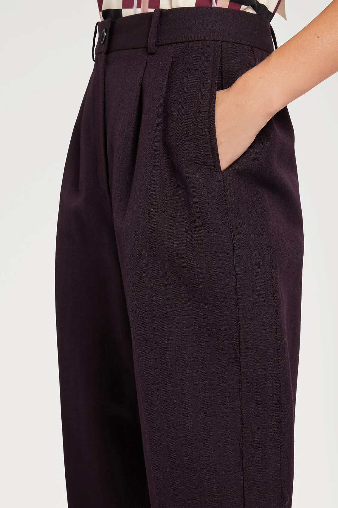 BURGUNDY COTTON WOOL TROUSERS sold by Ports 1961 product image thumbnail 2