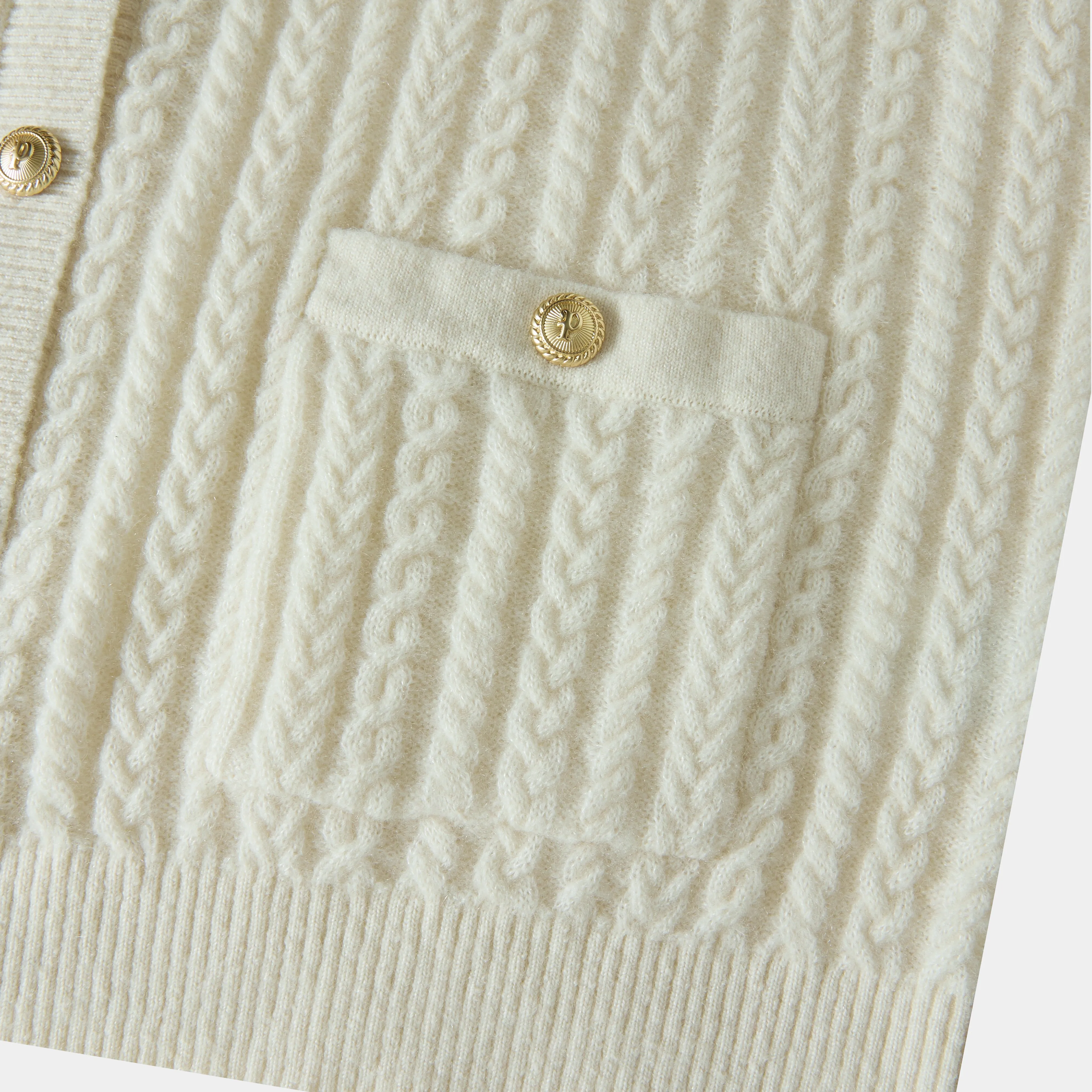 WHITE CABLE KNIT CARDIGAN sold by Ports 1961 product image thumbnail 3