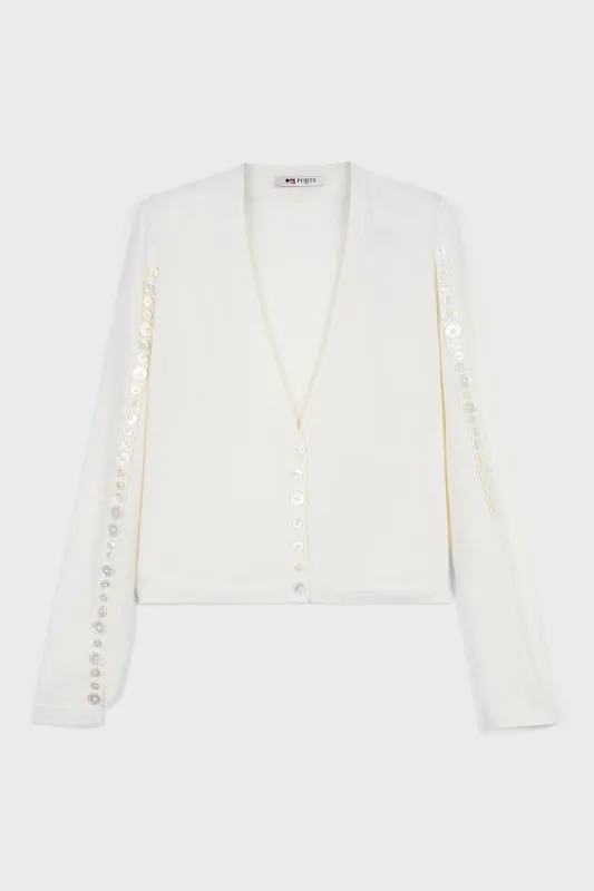 WHITE BUTTONS SLEEVE CARDIGAN sold by Ports 1961