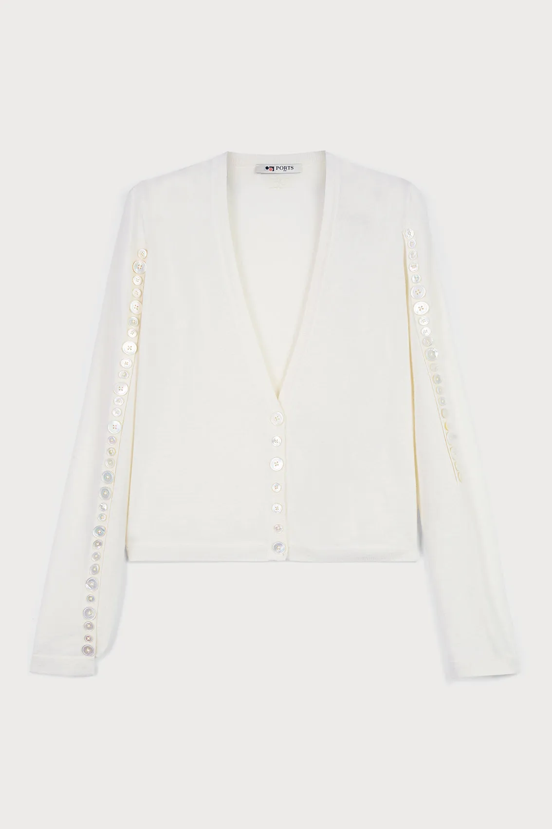 WHITE BUTTONS SLEEVE CARDIGAN sold by Ports 1961