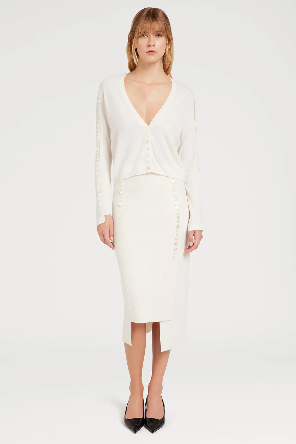 WHITE BUTTONS SLEEVE CARDIGAN sold by Ports 1961 product image thumbnail 3
