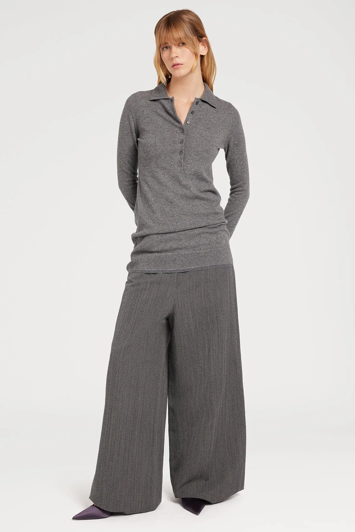 CASHMERE GREY POLO KNITWEAR sold by Ports 1961 product image thumbnail 2