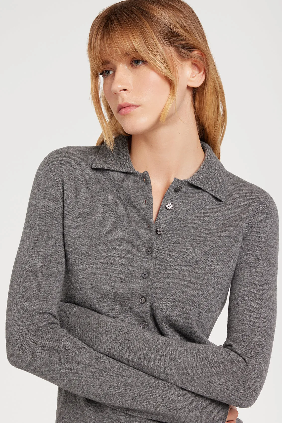 CASHMERE GREY POLO KNITWEAR sold by Ports 1961 product image thumbnail 4