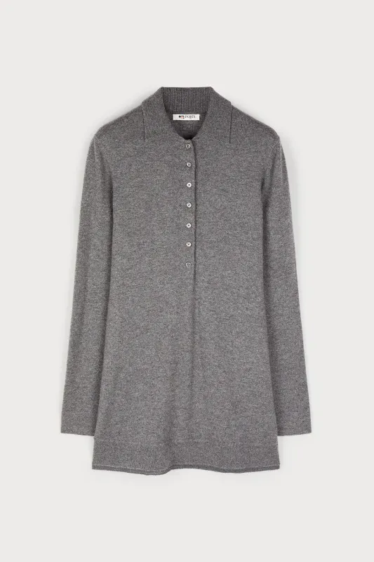 CASHMERE GREY POLO KNITWEAR sold by Ports 1961