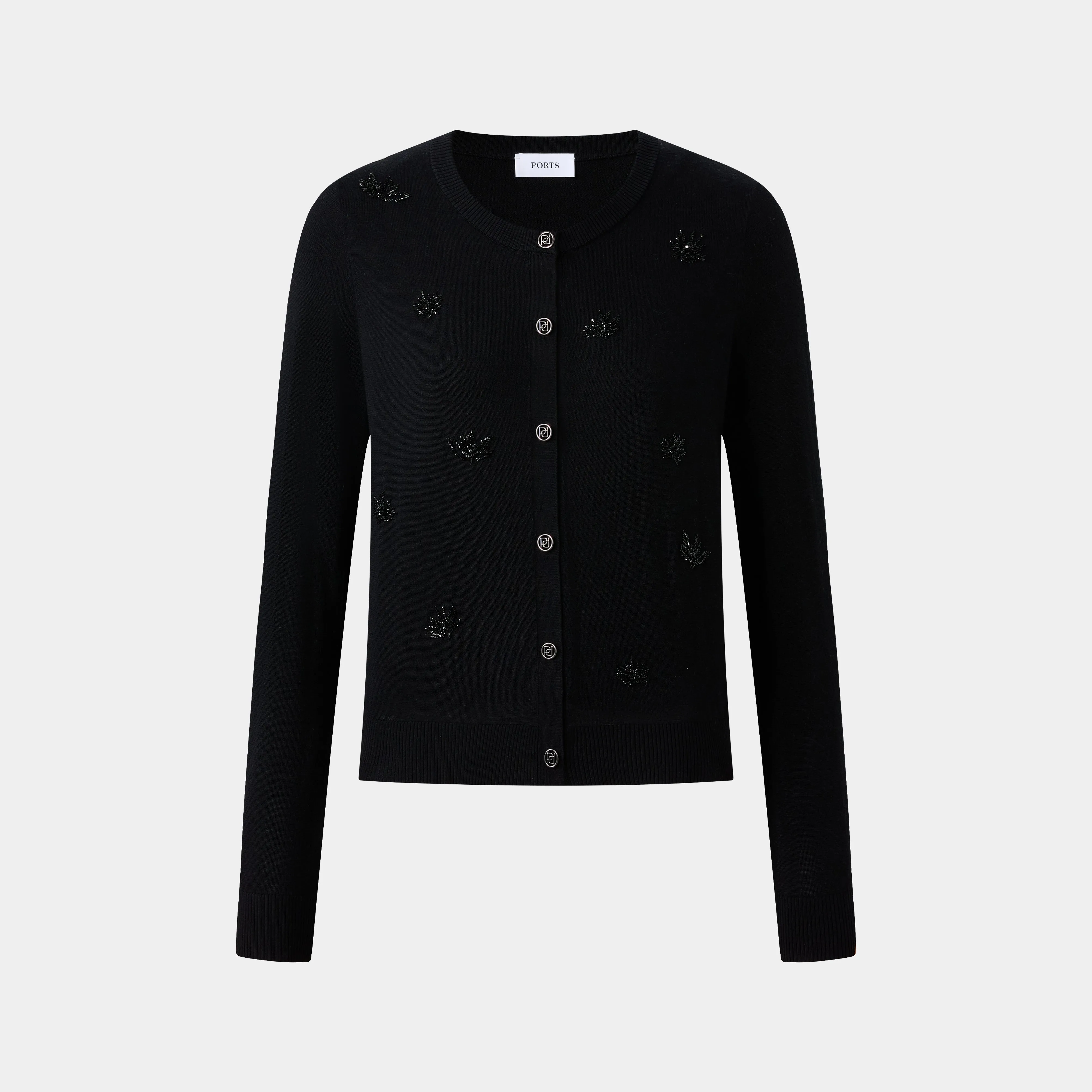BLACK BUTTONED CARDIGAN sold by Ports 1961