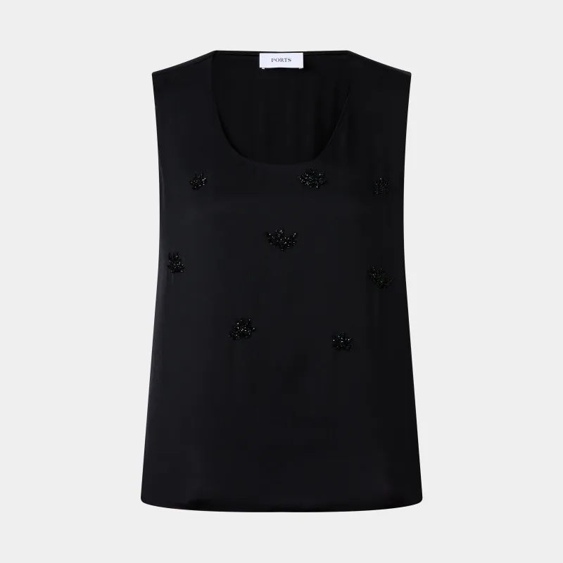 BLACK FLOWER SEQUIN TOP sold by Ports 1961