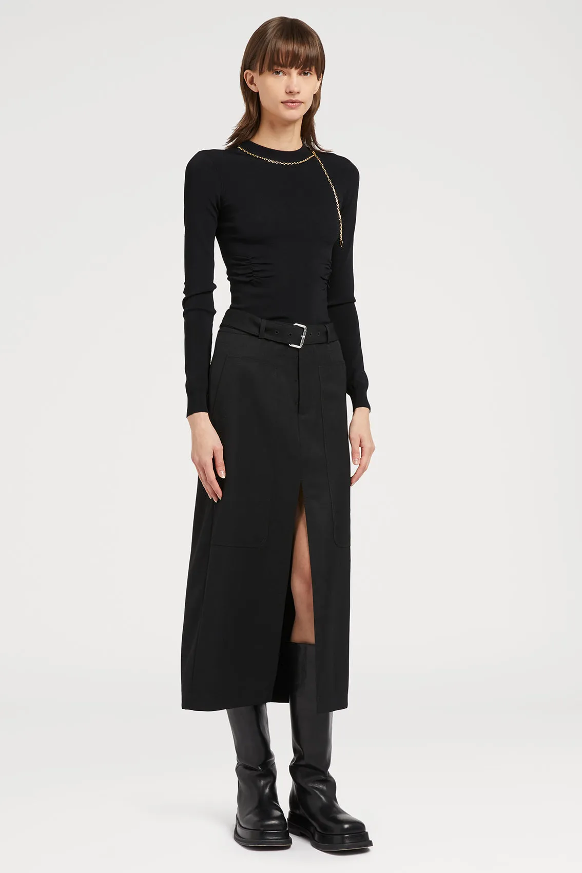 BLACK VENTED SKIRT sold by Ports 1961 product image thumbnail 2