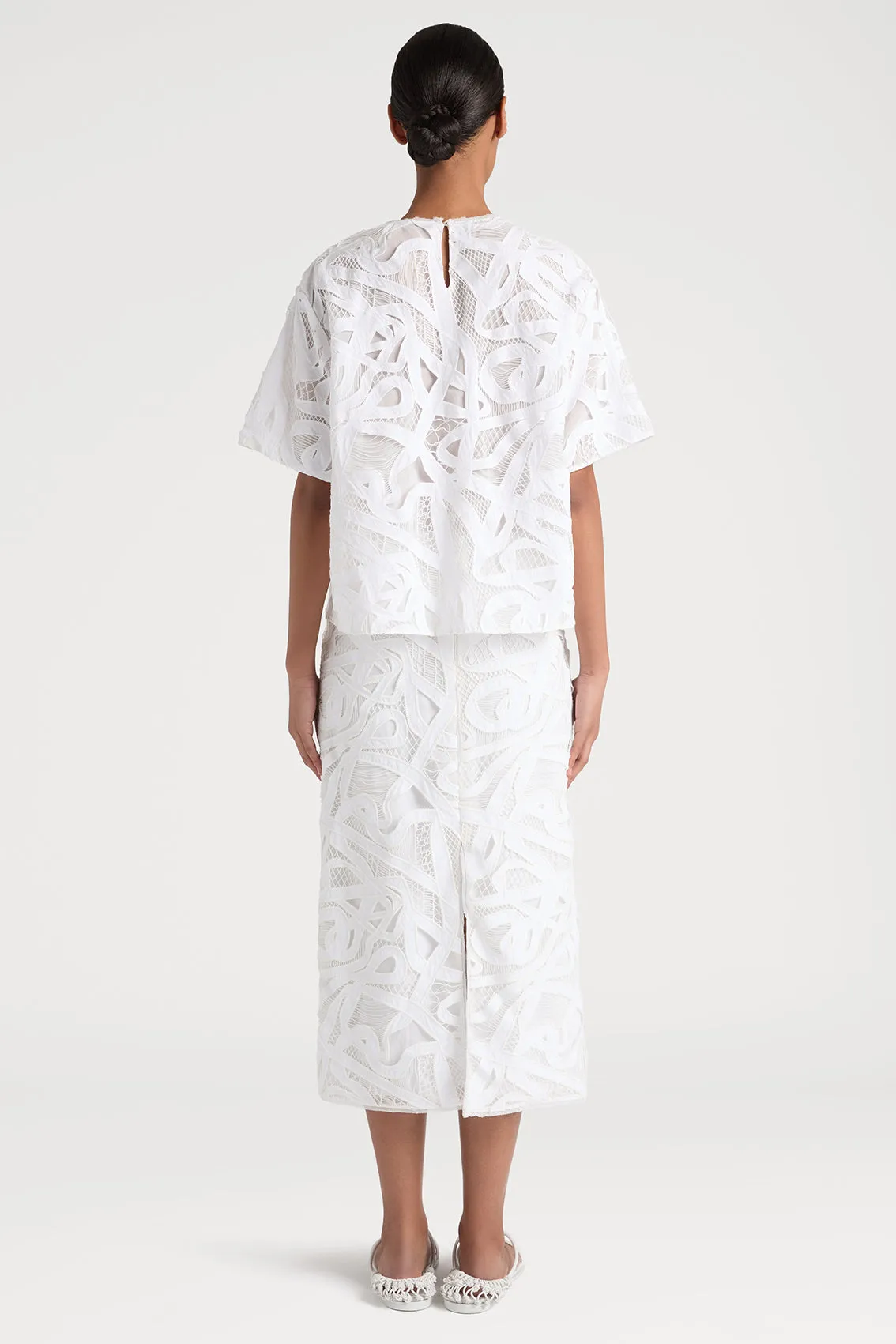 WEAVING-INSPIRED LACE SHORTSLEEVE TOP sold by Ports 1961 product image thumbnail 4