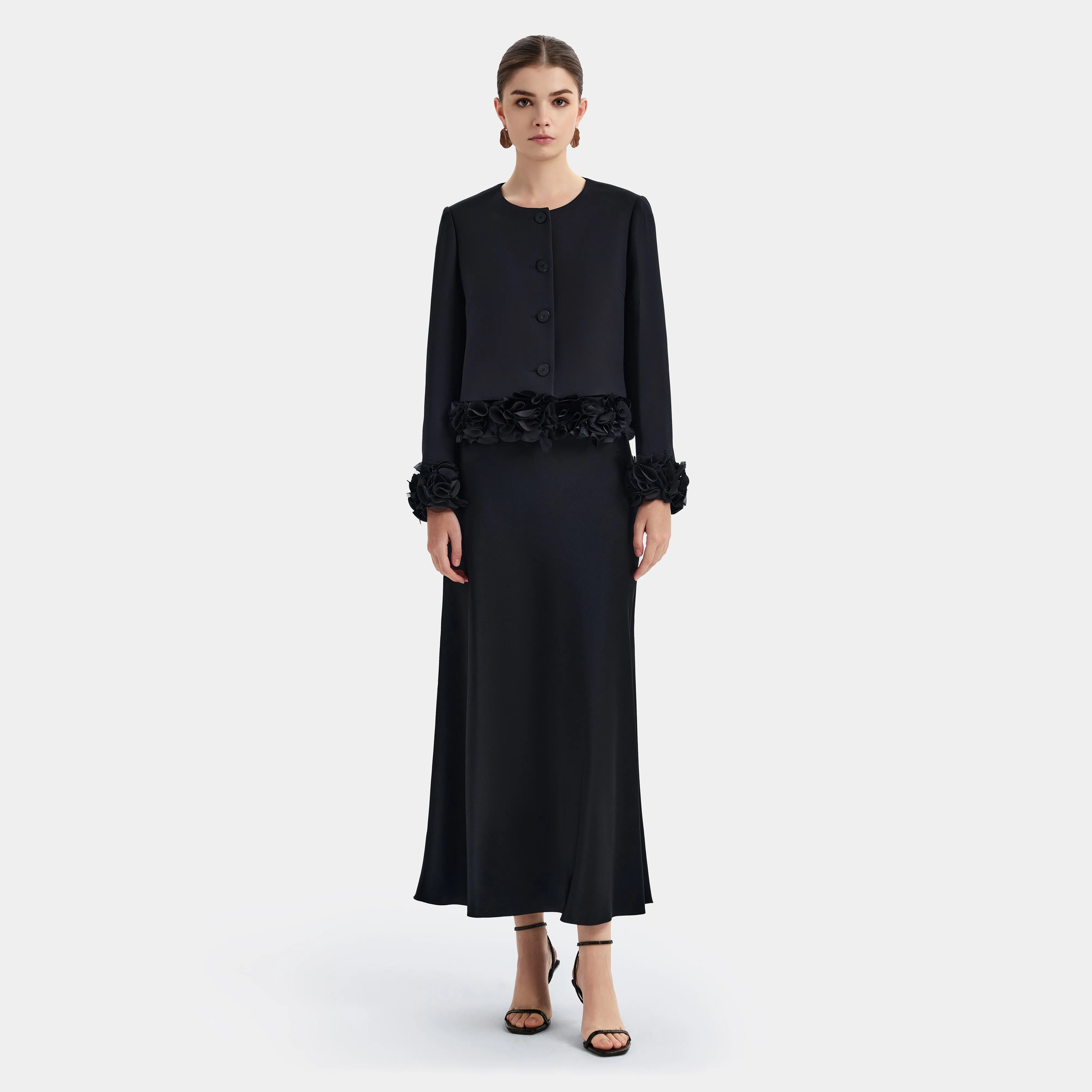 CLASSIC BLACK JACKET WITH FRINGE DETAILS AROUND THE CUFFS, EFFORTLESSLY STYLISH sold by Ports 1961 product image thumbnail 2