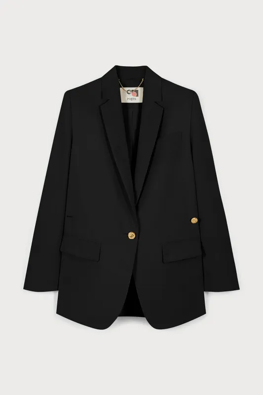 TIMELESS EVERYDAY SINGLE-BUTTON BLAZER IN BLACK sold by Ports 1961