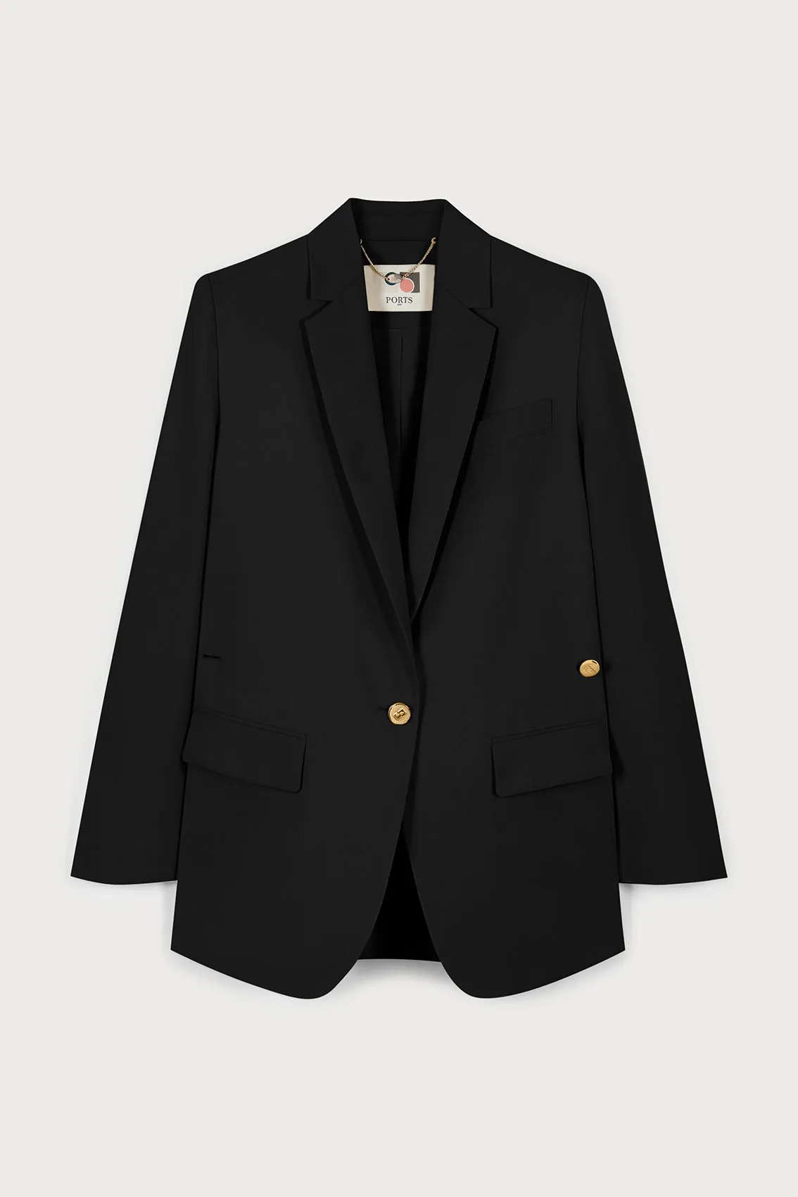 TIMELESS EVERYDAY SINGLE-BUTTON BLAZER IN BLACK sold by Ports 1961
