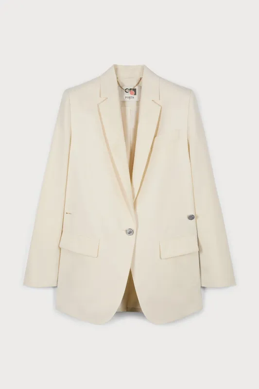 TIMELESS EVERYDAY SINGLE-BUTTON BLAZER IN IVORY sold by Ports 1961