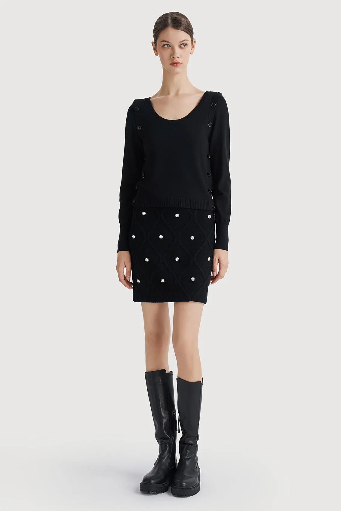 Cozy Knitwear With Contrast Buttons in Black sold by Ports 1961 product image thumbnail 2