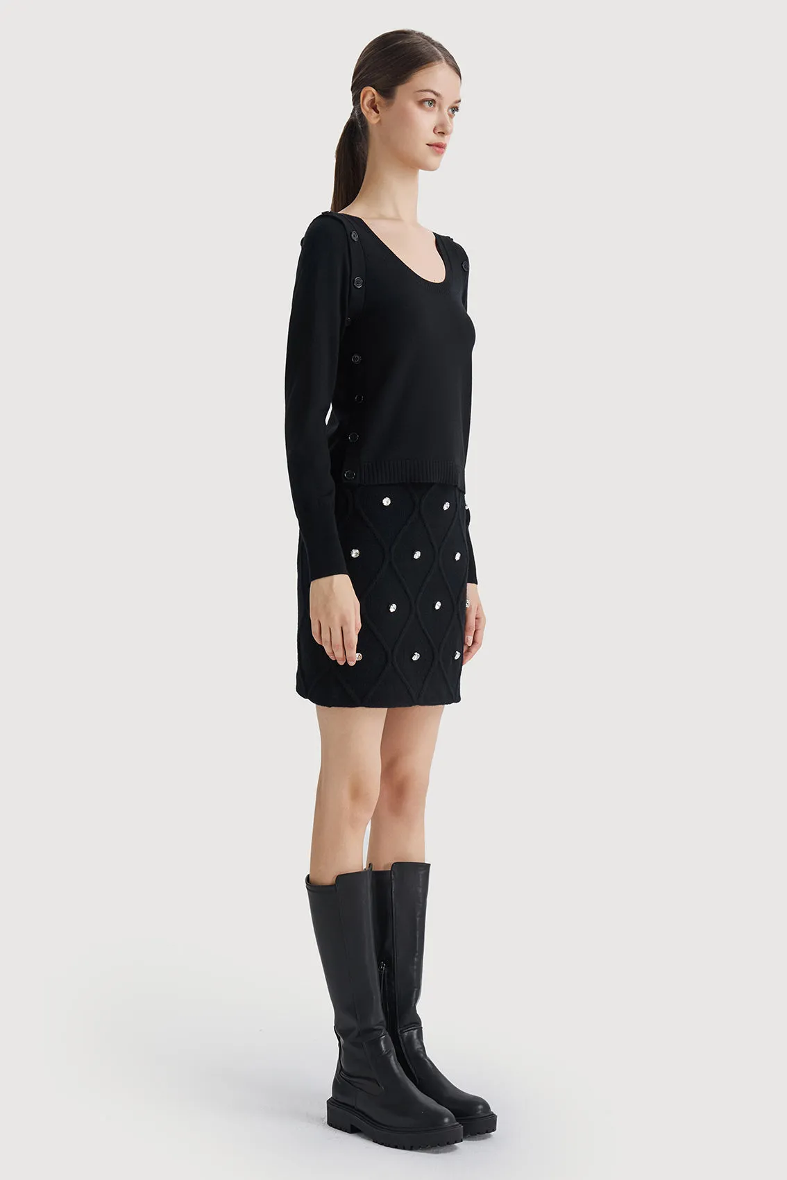 Cozy Knitwear With Contrast Buttons in Black sold by Ports 1961 product image thumbnail 3