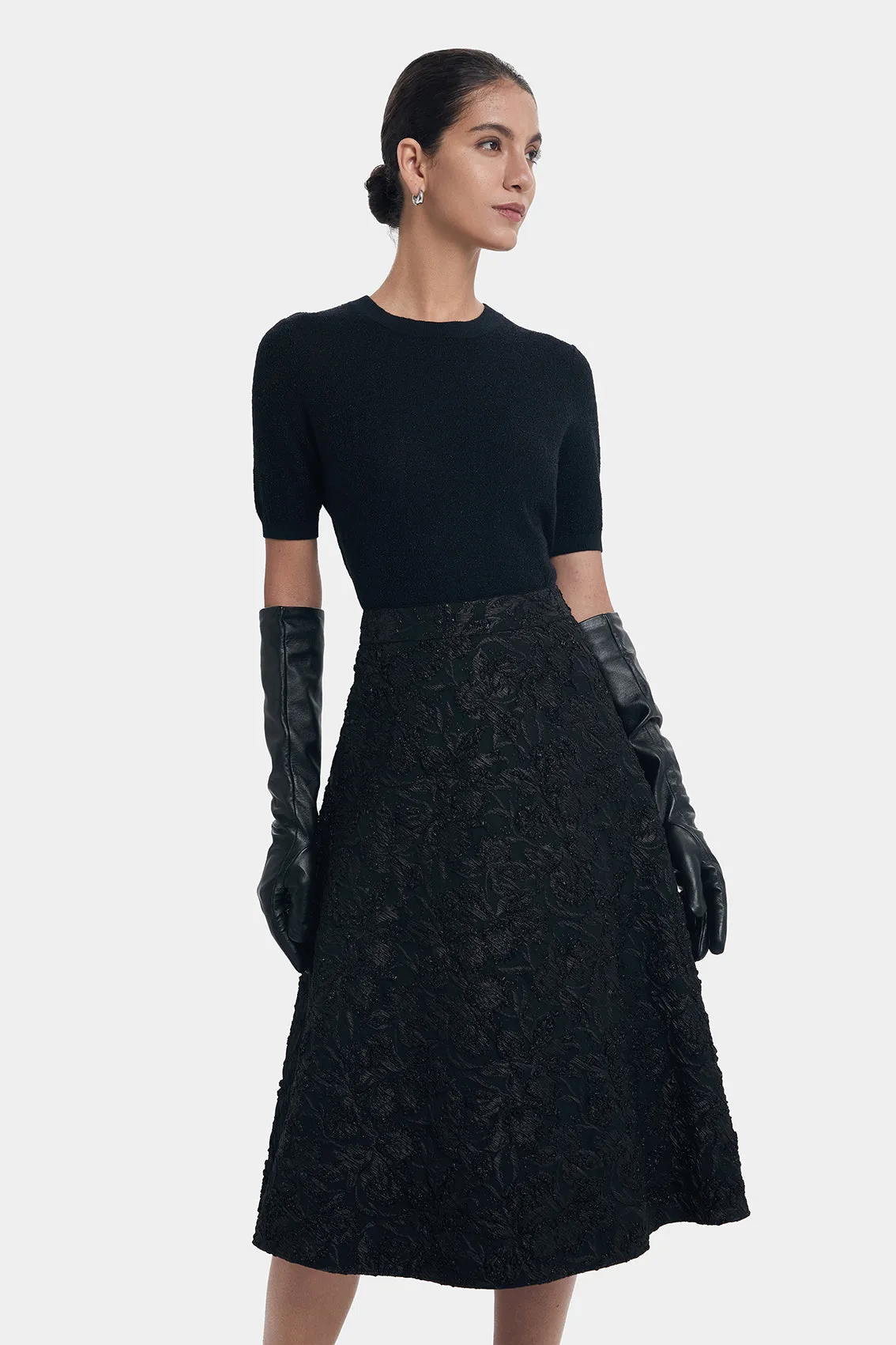FLATTERING A-LINE FLORAL BROCADE SKIRT sold by Ports 1961 product image thumbnail 2