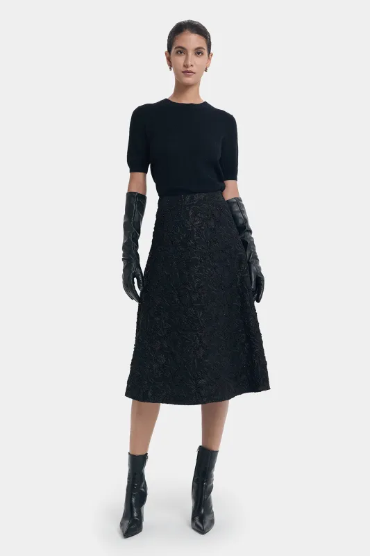 FLATTERING A-LINE FLORAL BROCADE SKIRT made by Ports 1961
