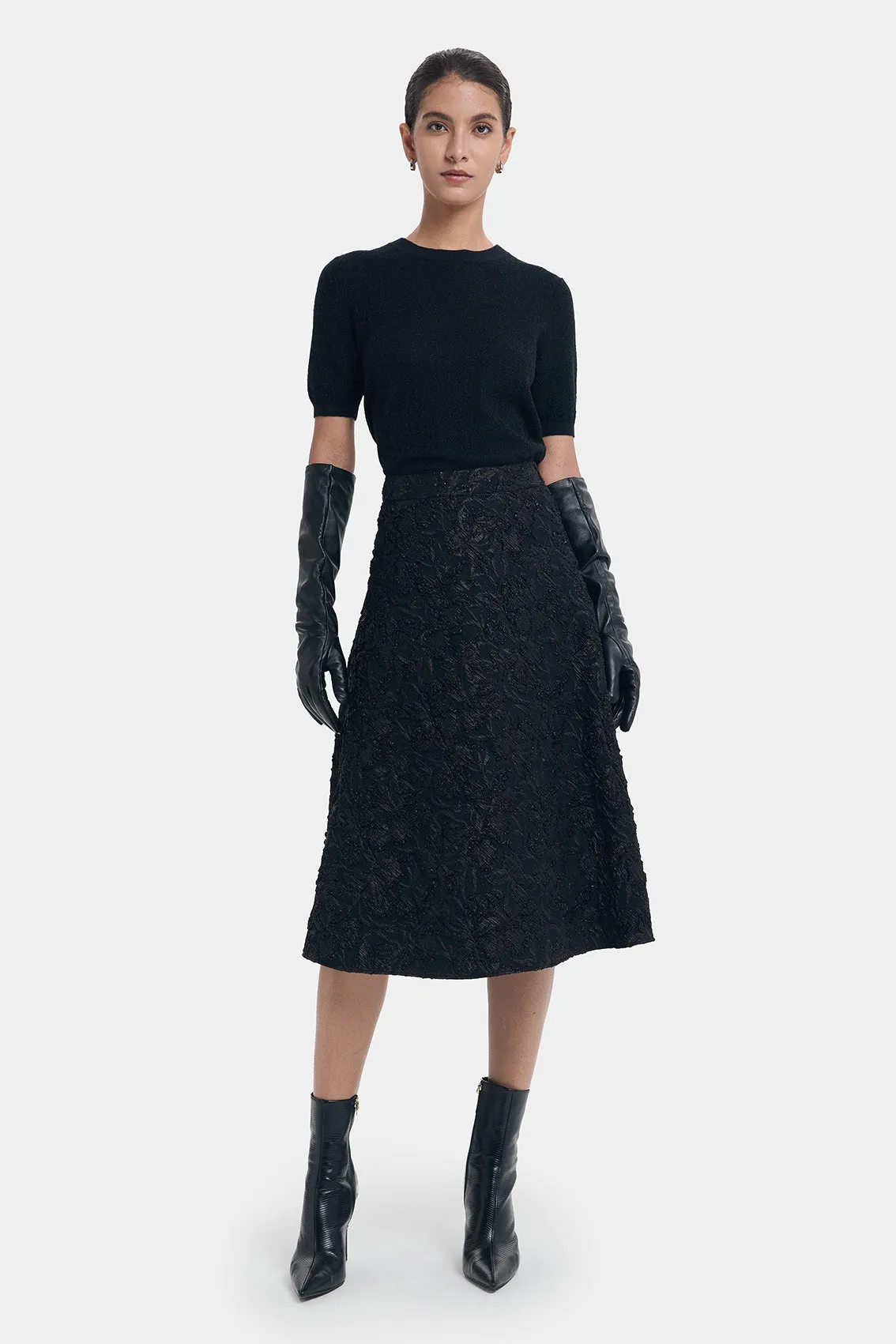 FLATTERING A-LINE FLORAL BROCADE SKIRT sold by Ports 1961