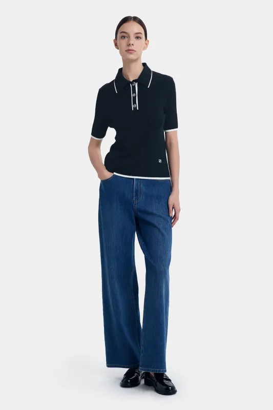 SILK CASHMERE CONTRAST POLO KNITWEAR sold by Ports 1961