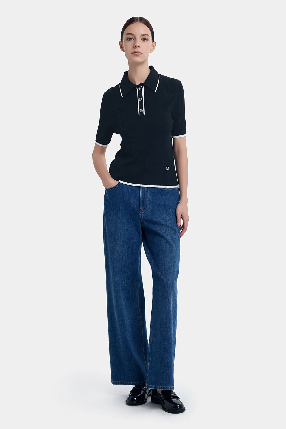 SILK CASHMERE CONTRAST POLO KNITWEAR sold by Ports 1961