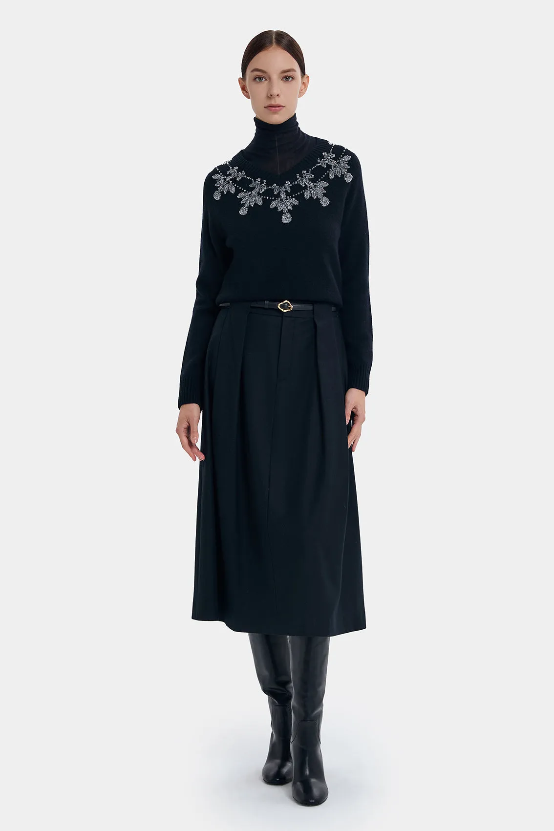 WOOL CASHMERE A-LINE SKIRT sold by Ports 1961