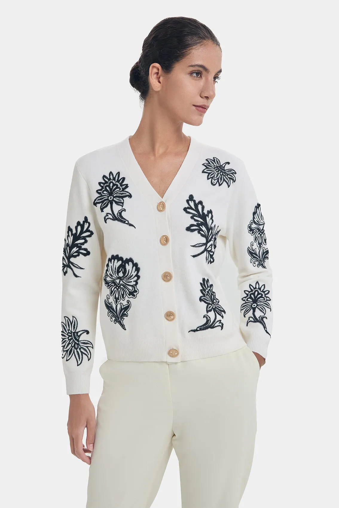 FLORAL EMBROIDERY WOOL CARDIGAN sold by Ports 1961 product image thumbnail 2