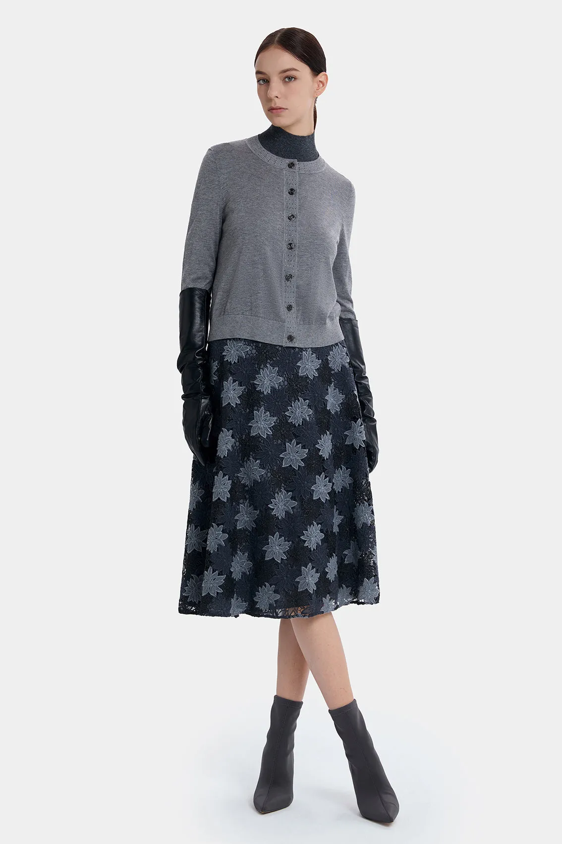EXQUISTE SILVER FLORAL A-LINE SKIRT sold by Ports 1961 product image thumbnail 2