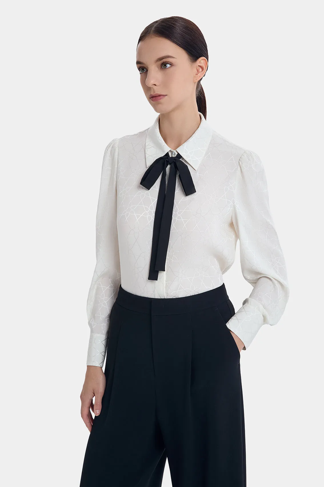 CHIC BLACK RIBBON TIE SHIRT sold by Ports 1961 product image thumbnail 2