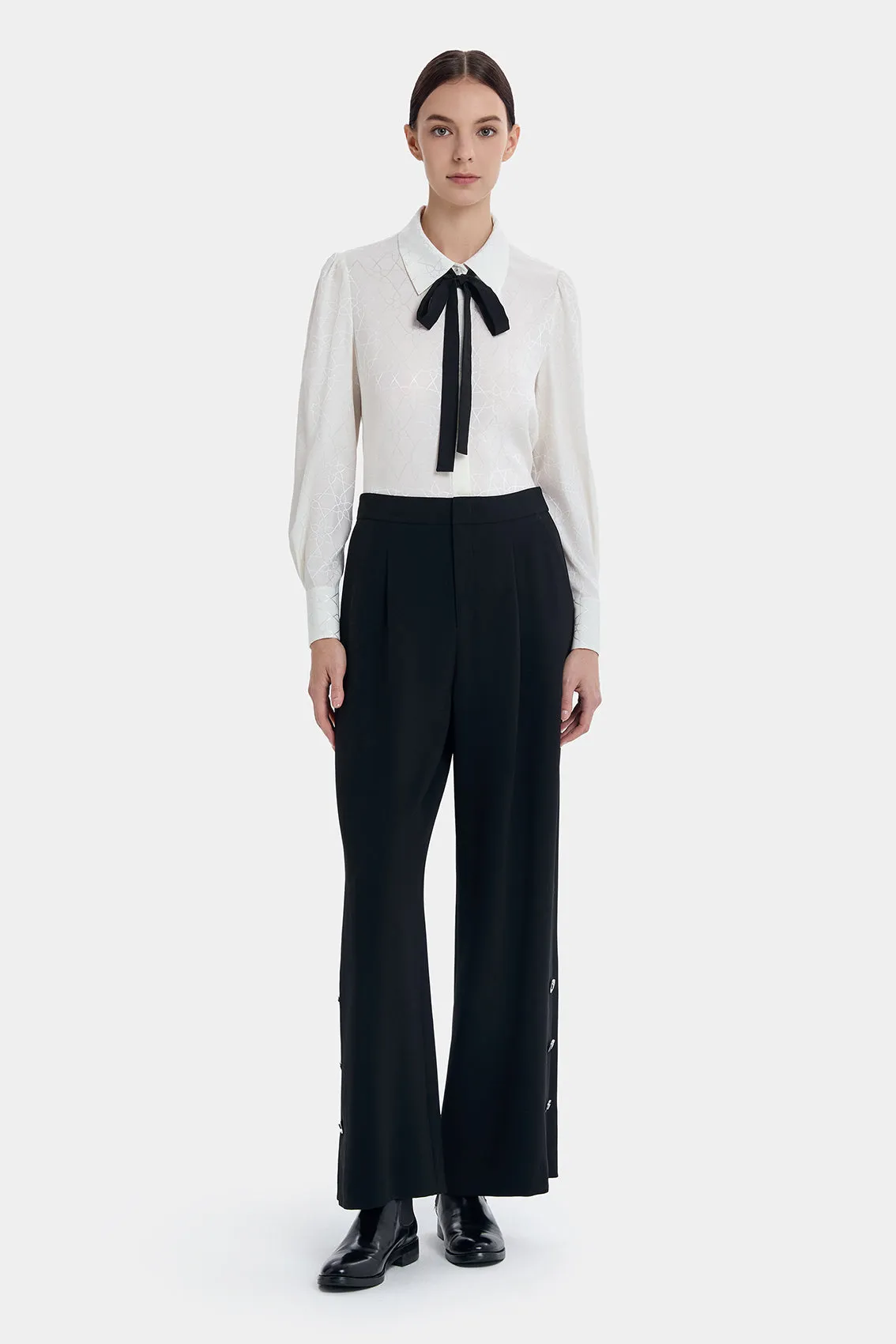 CHIC BLACK RIBBON TIE SHIRT sold by Ports 1961