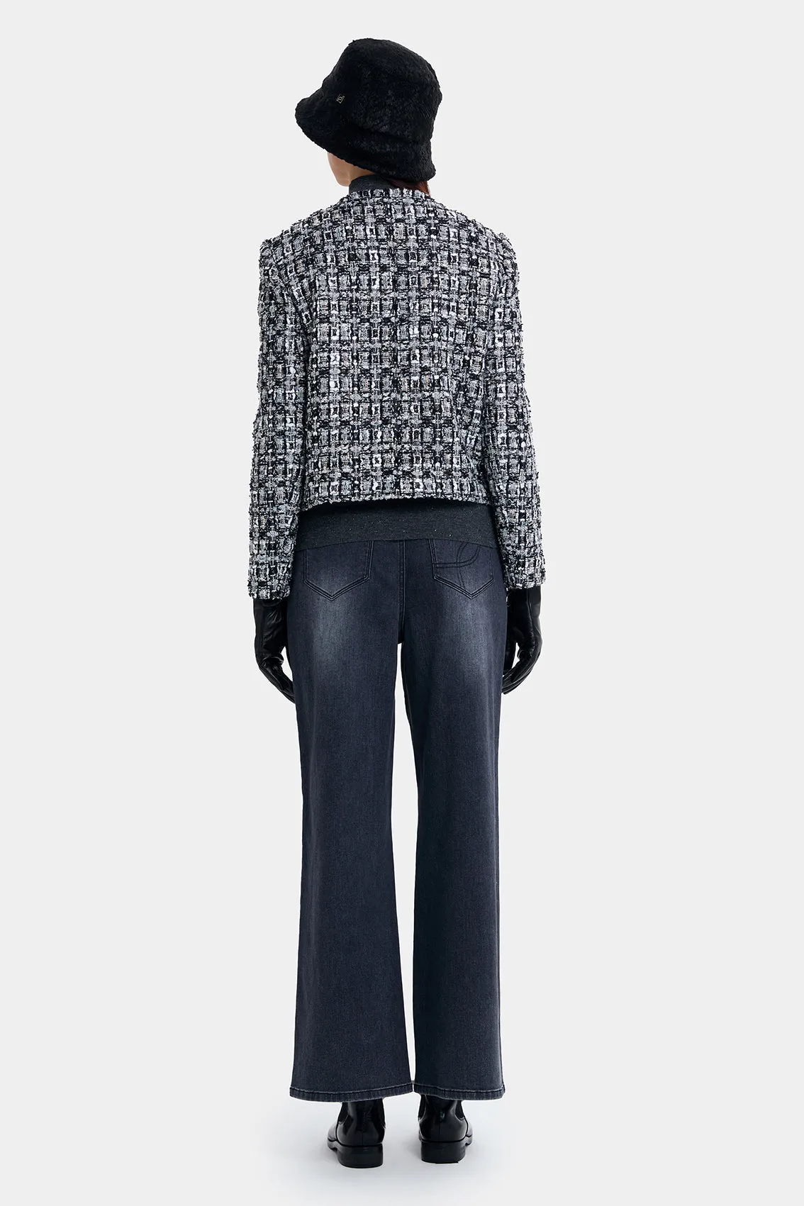 CHIC BLACK & WHITE DOUBLE BREASTED TWEED JACKET sold by Ports 1961 product image thumbnail 4