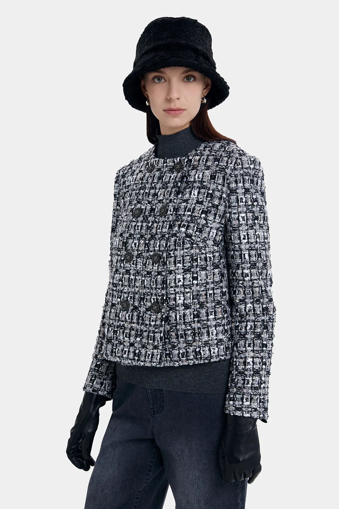 CHIC BLACK & WHITE DOUBLE BREASTED TWEED JACKET sold by Ports 1961 product image thumbnail 2