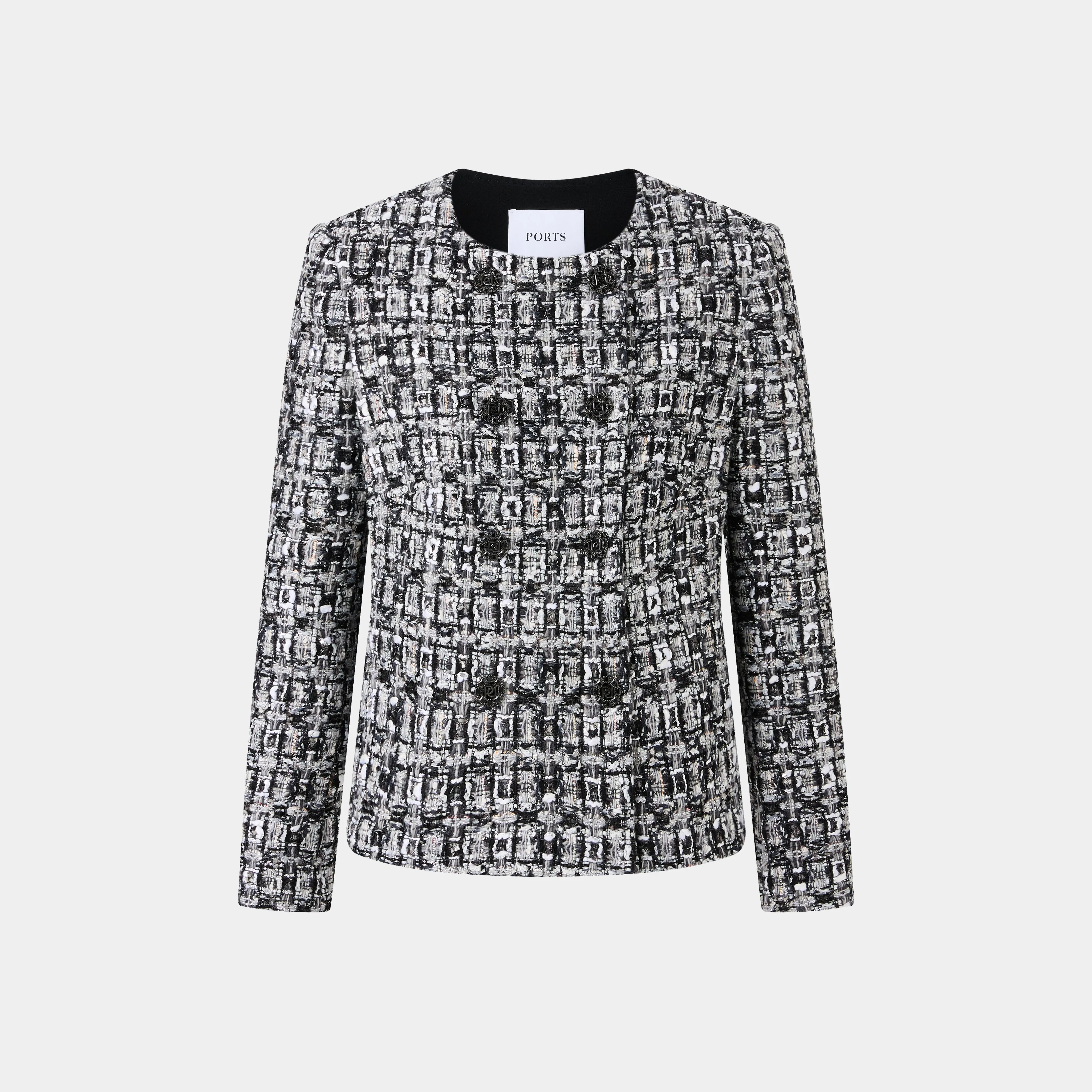 CHIC BLACK & WHITE DOUBLE BREASTED TWEED JACKET sold by Ports 1961 product image thumbnail 5