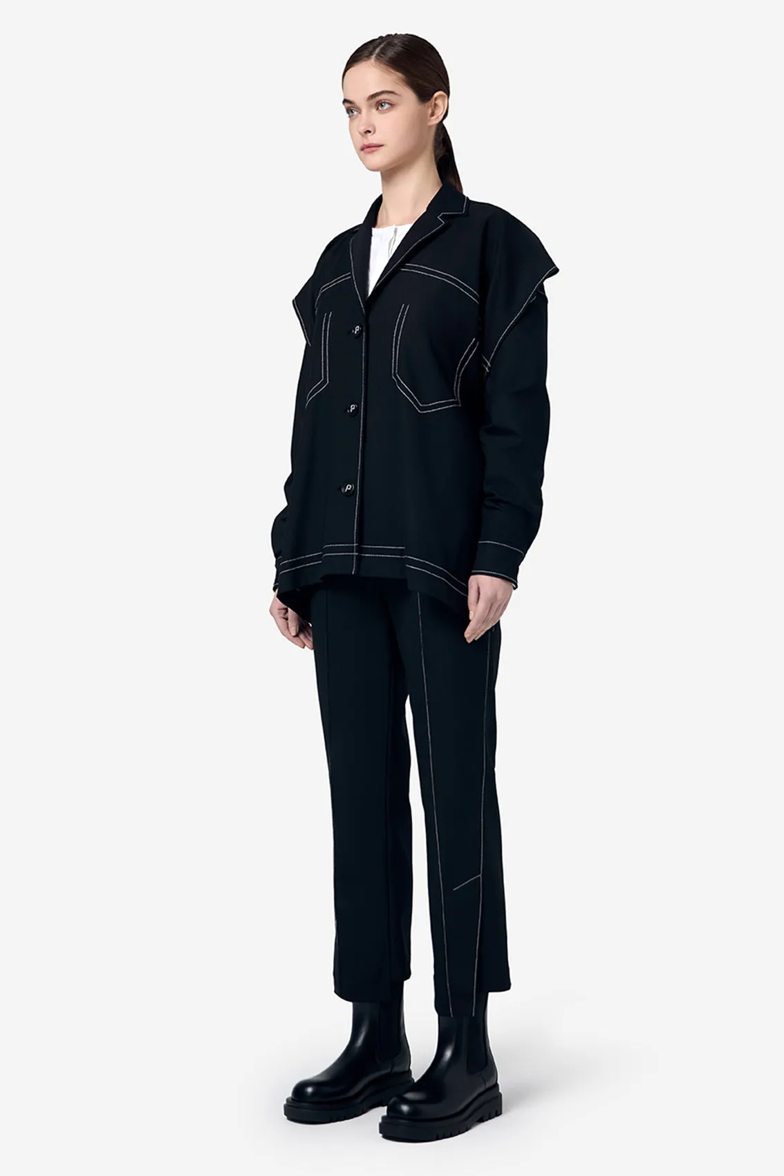 BLACK POLYESTER WOOL CUT OUT JACKET sold by Ports 1961 product image thumbnail 4