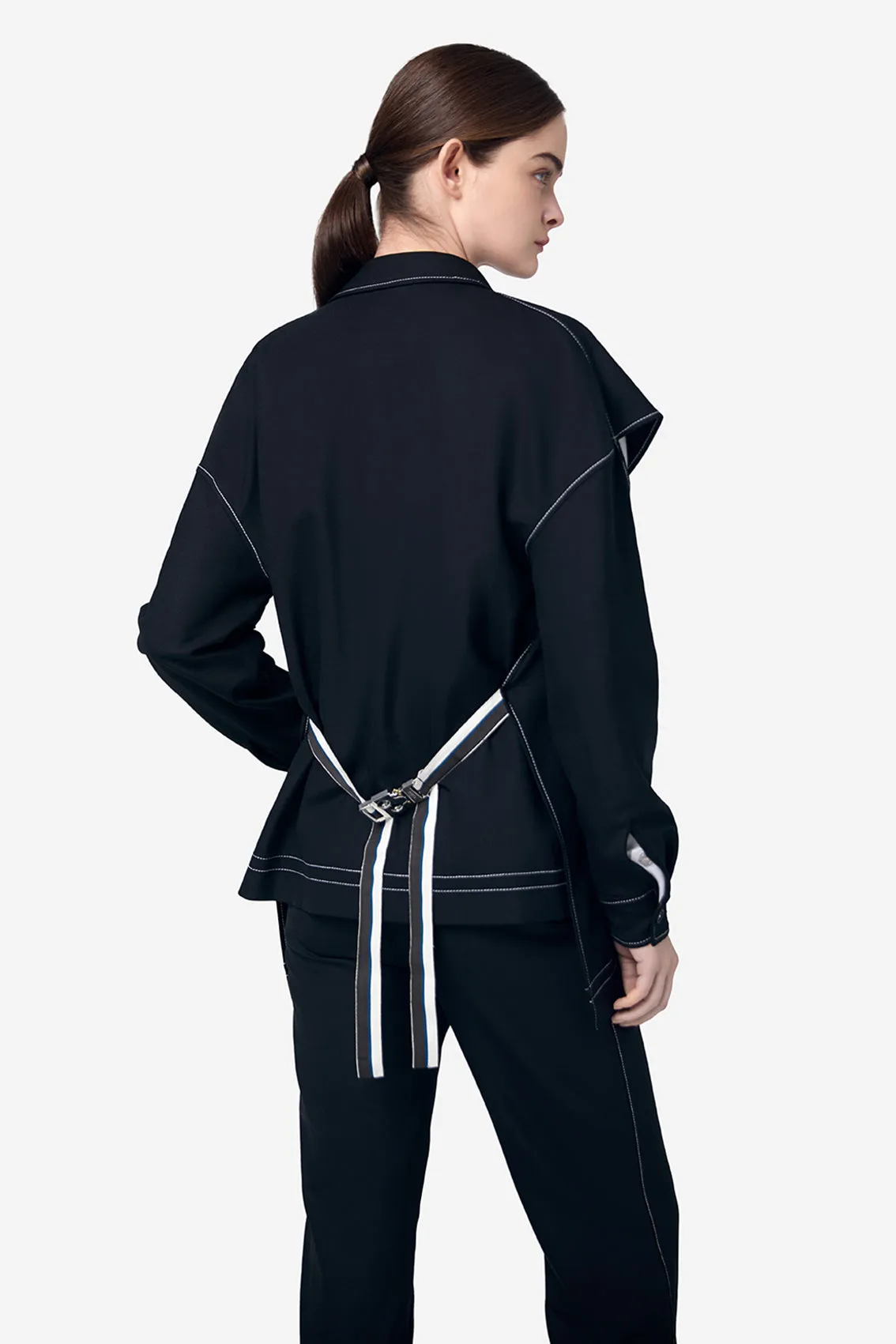 BLACK POLYESTER WOOL CUT OUT JACKET sold by Ports 1961 product image thumbnail 3