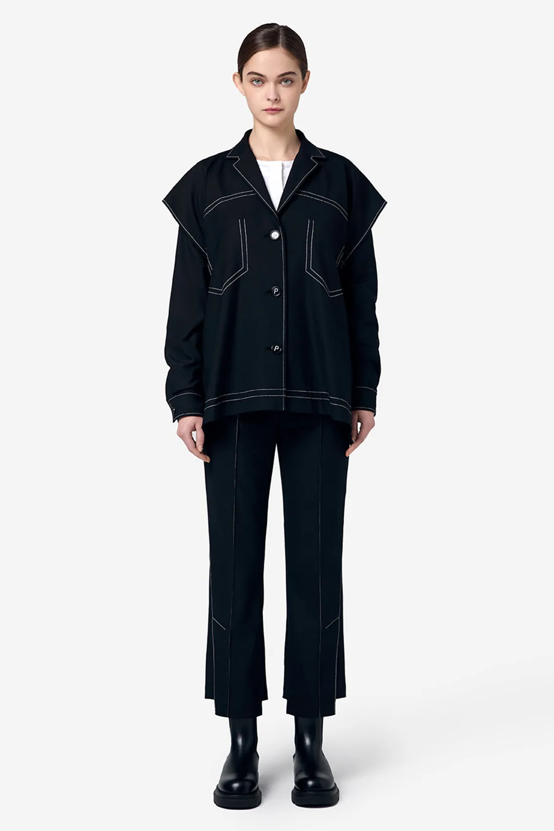 BLACK POLYESTER WOOL CUT OUT JACKET sold by Ports 1961 product image thumbnail 2