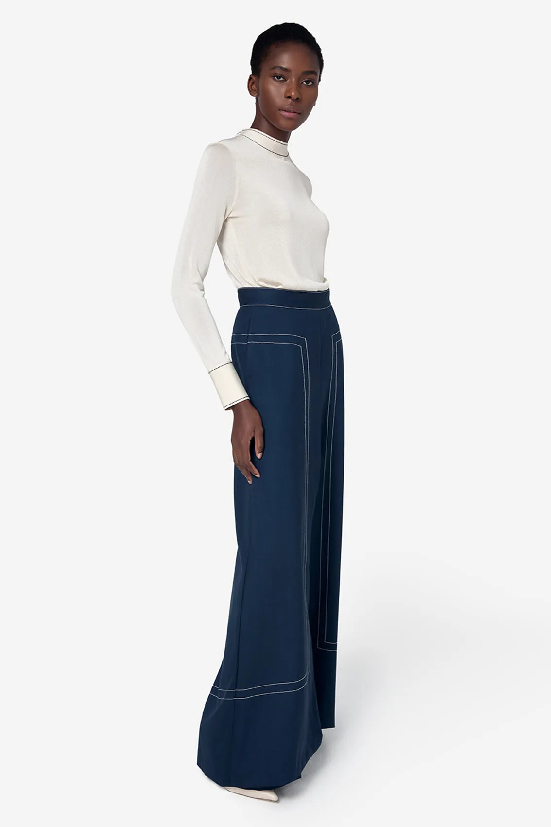 NAVY WHITE STITCHING TROUSERS sold by Ports 1961 product image thumbnail 4