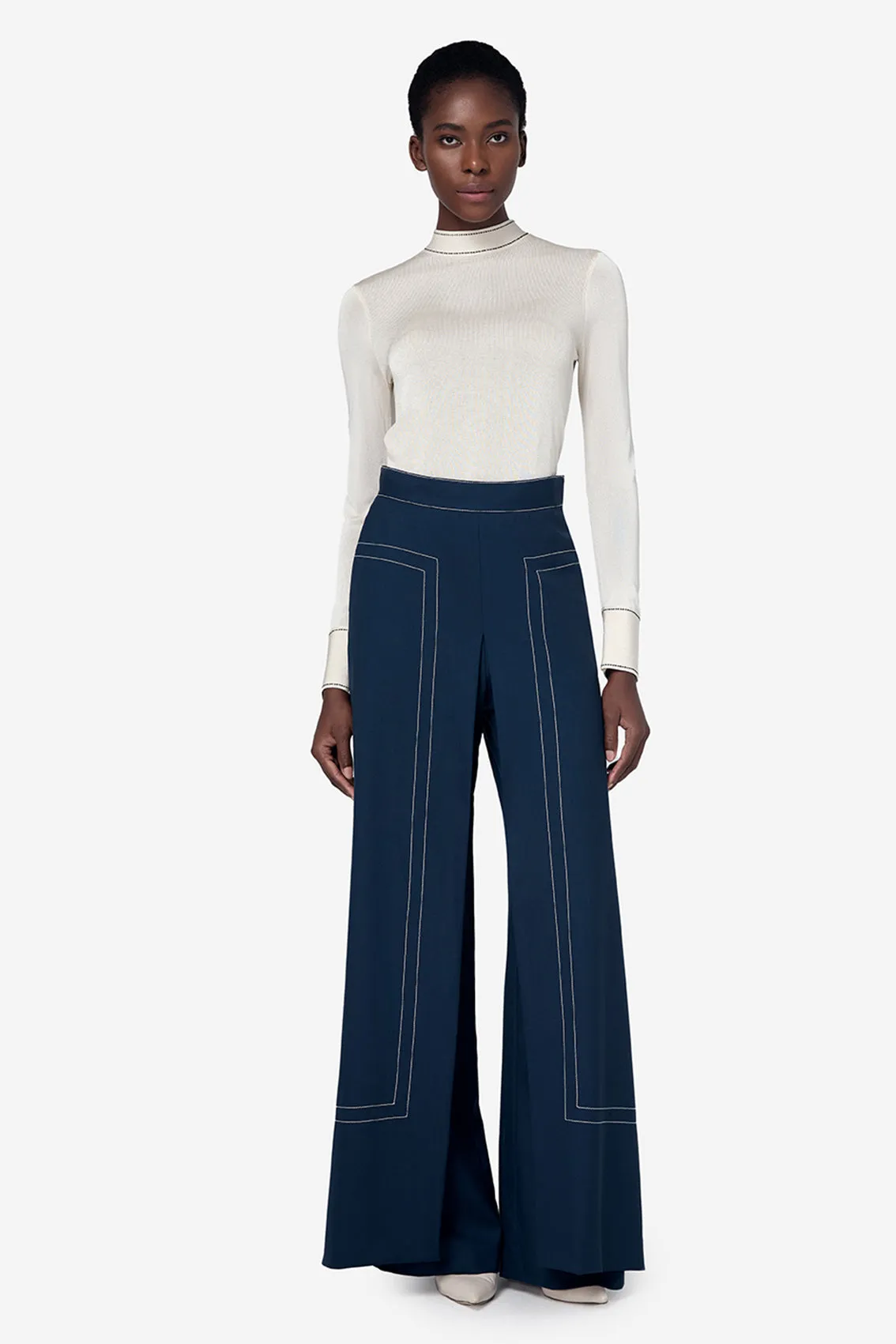 NAVY WHITE STITCHING TROUSERS sold by Ports 1961 product image thumbnail 2