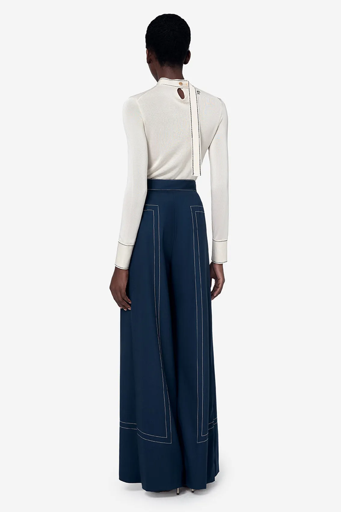 NAVY WHITE STITCHING TROUSERS sold by Ports 1961 product image thumbnail 3