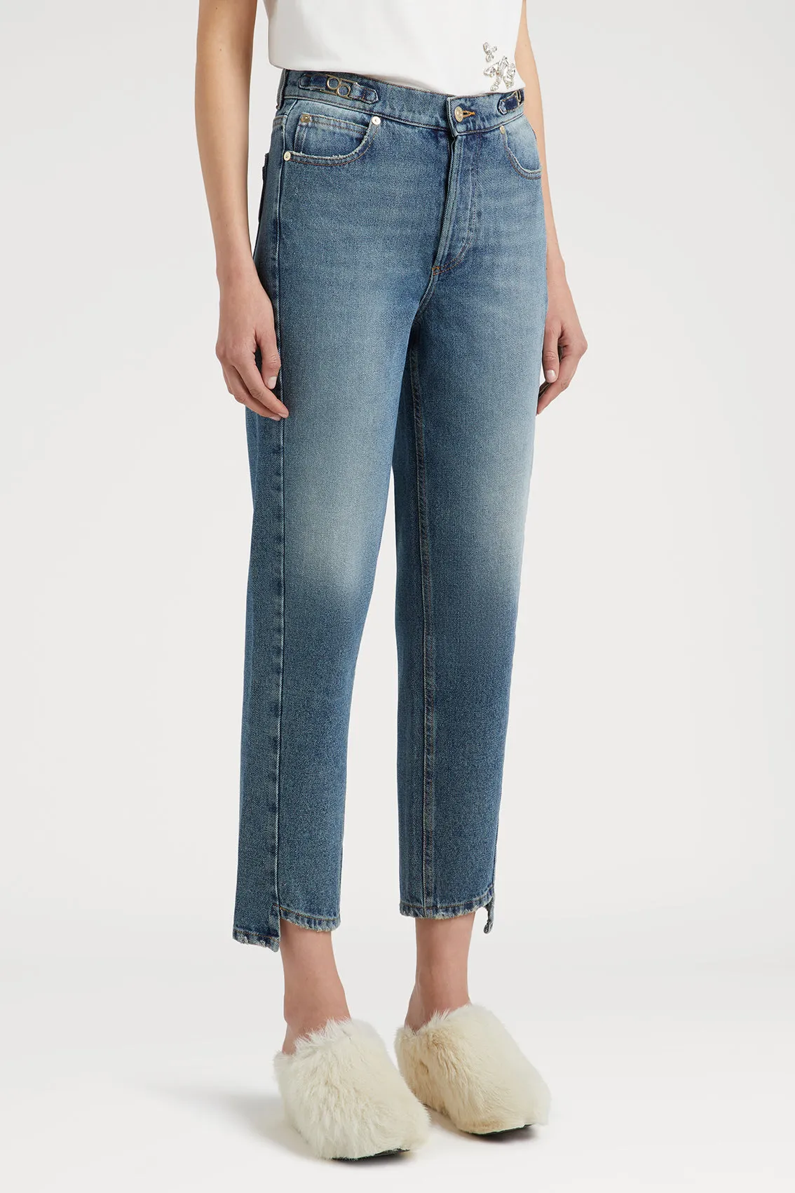 BOYFRIEND DENIM TROUSERS WITH LOGO BUCKLE sold by Ports 1961 product image thumbnail 2