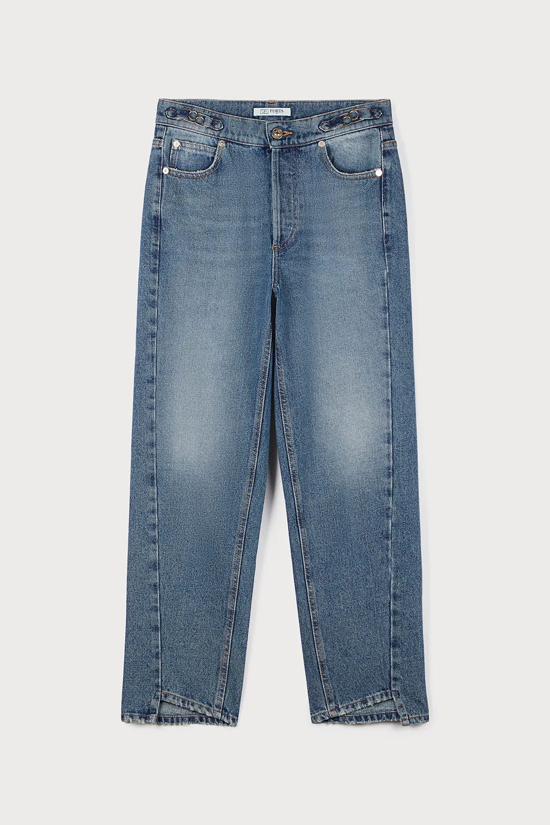 BOYFRIEND DENIM TROUSERS WITH LOGO BUCKLE sold by Ports 1961