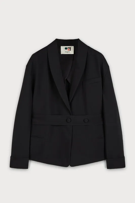 BLACK SHAWL WAIST BLAZER made by Ports 1961