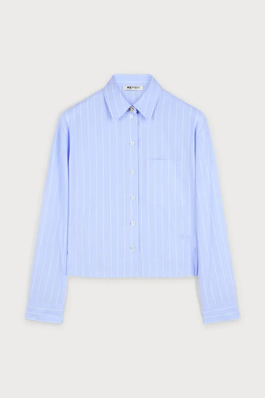 PINSTRIPE CROPPED BUTTON-UP SHIRT sold by Ports 1961