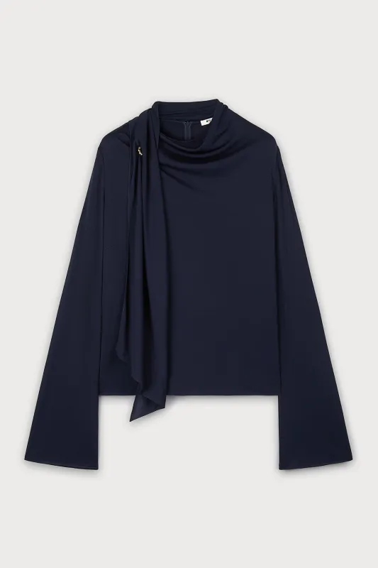 CHIC NAVY DRAPED TOP sold by Ports 1961