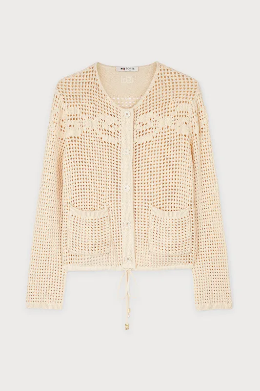 OPEN KNIT DRAWSTRING CARDIGAN sold by Ports 1961