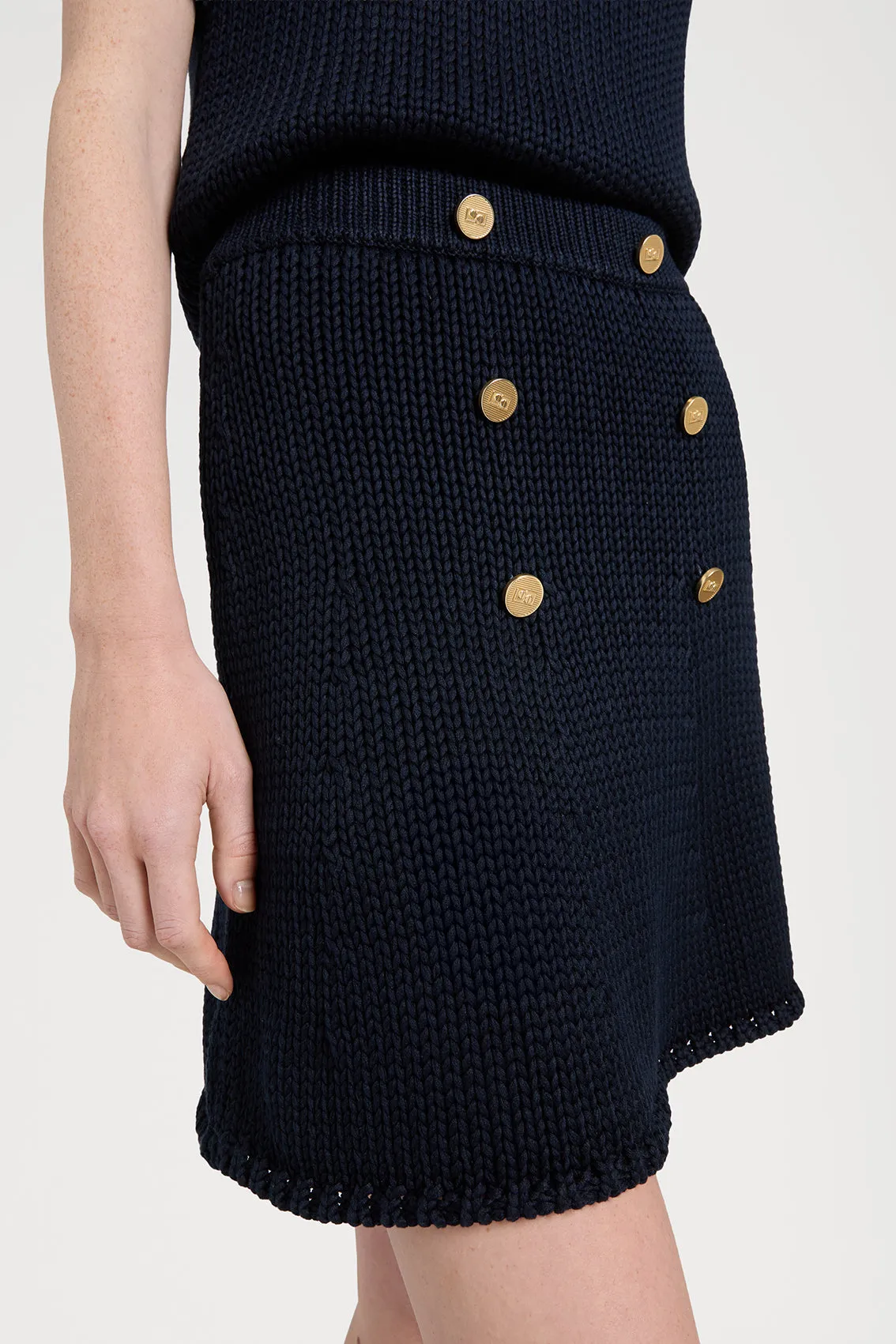 BUTTONED KNIT MINI SKIRT IN NAVY sold by Ports 1961 product image thumbnail 4
