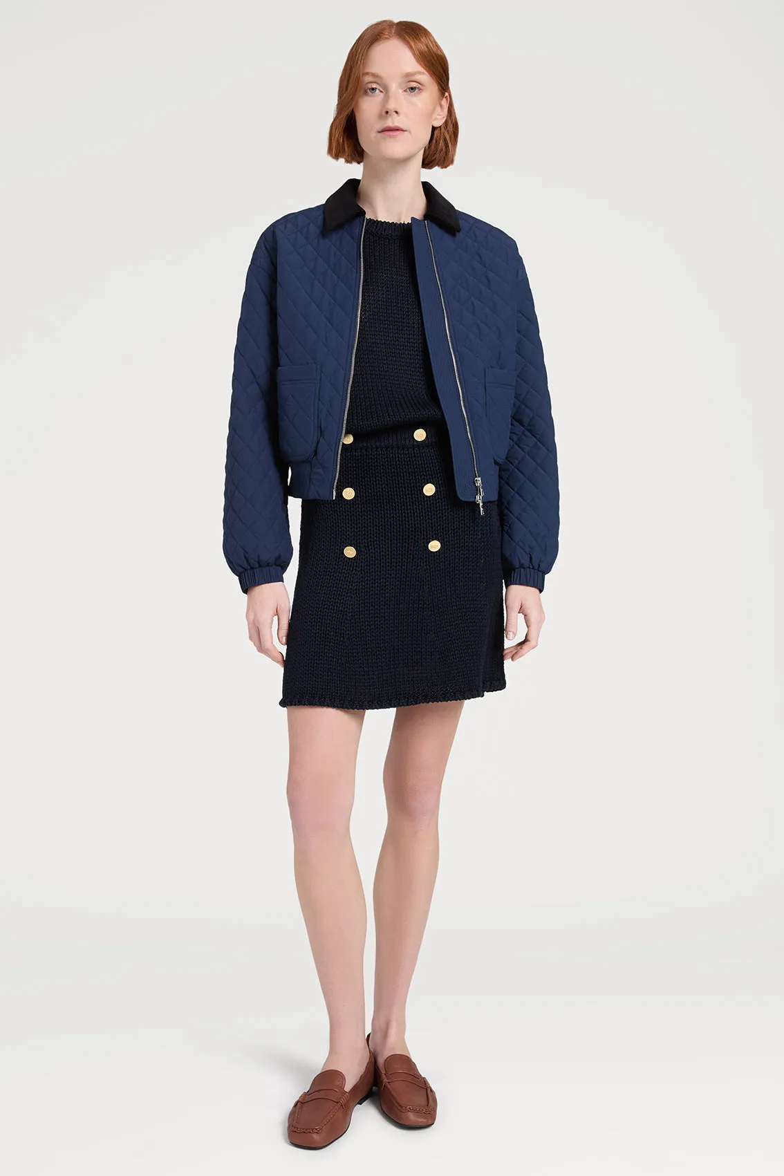 BUTTONED KNIT MINI SKIRT IN NAVY sold by Ports 1961 product image thumbnail 2