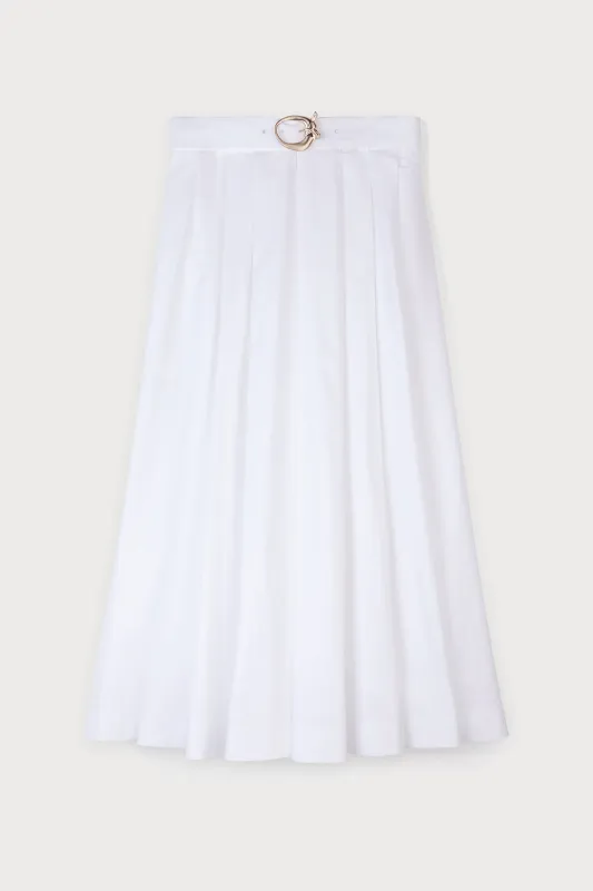 WHITE PLEATED MIDI SKIRT made by Ports 1961