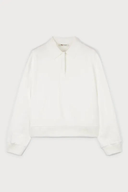 IVORY LONG SLEEVE POLO SWEATSHIRT sold by Ports 1961