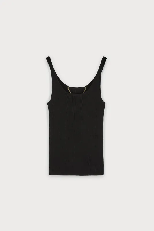 BLACK RIBBED KNIT TANK sold by Ports 1961