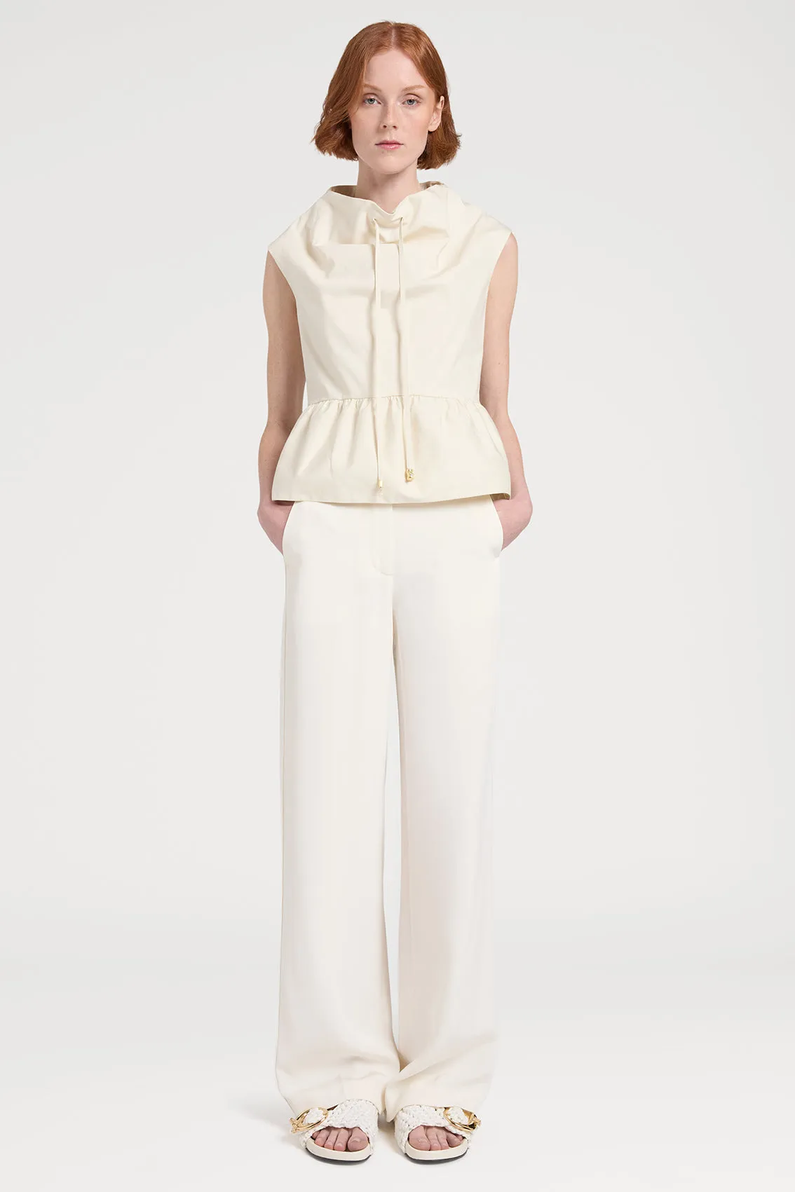 DRAPED NECK PEPLUM TOP sold by Ports 1961 product image thumbnail 2